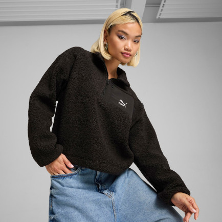 Puma Classics Winterized Half-Zip Kadın Siyah Sweatshirt Puma Classics Winterized Half-Zip Kadın Siyah Sweatshirt