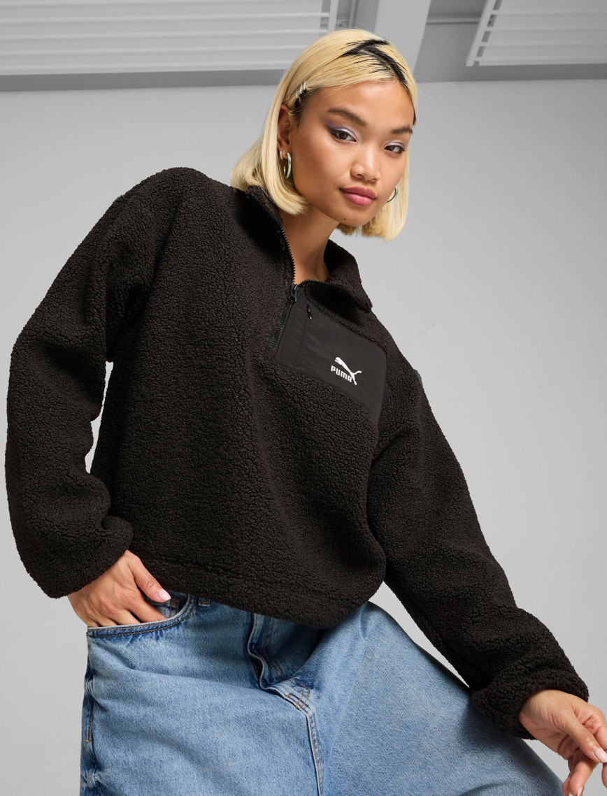 Puma Classics Winterized Half-Zip Kadın Siyah Sweatshirt Puma Classics Winterized Half-Zip Kadın Siyah Sweatshirt