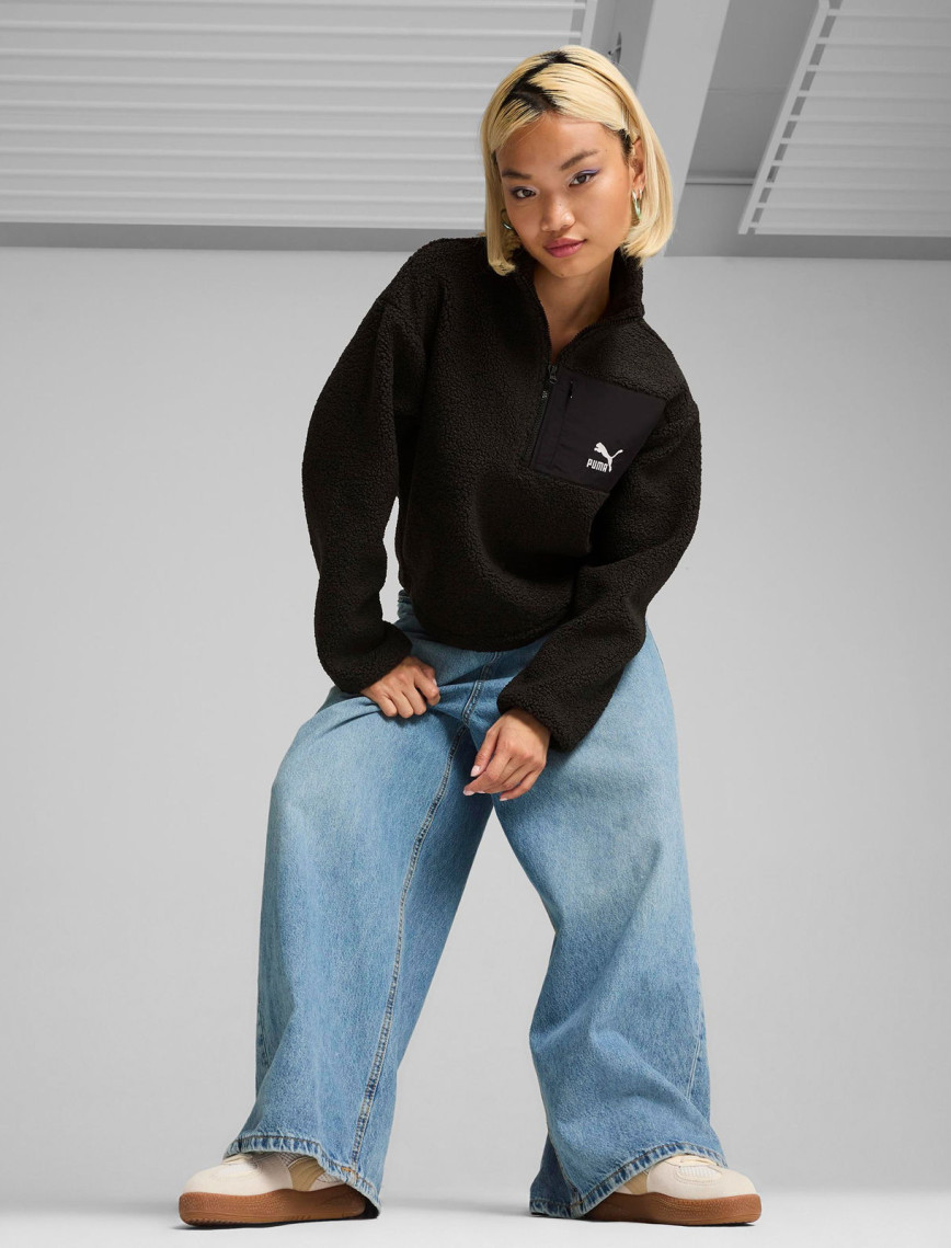 Puma Classics Winterized Half-Zip Kadın Siyah Sweatshirt Puma Classics Winterized Half-Zip Kadın Siyah Sweatshirt