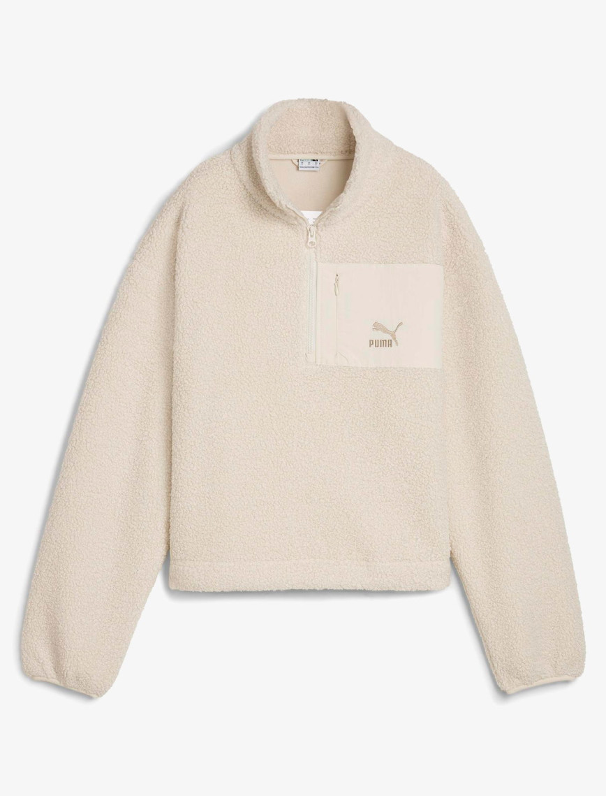 Puma Classics Winterized Half-Zip Kadın Krem Polar Sweatshirt Puma Classics Winterized Half-Zip Kadın Krem Polar Sweatshirt