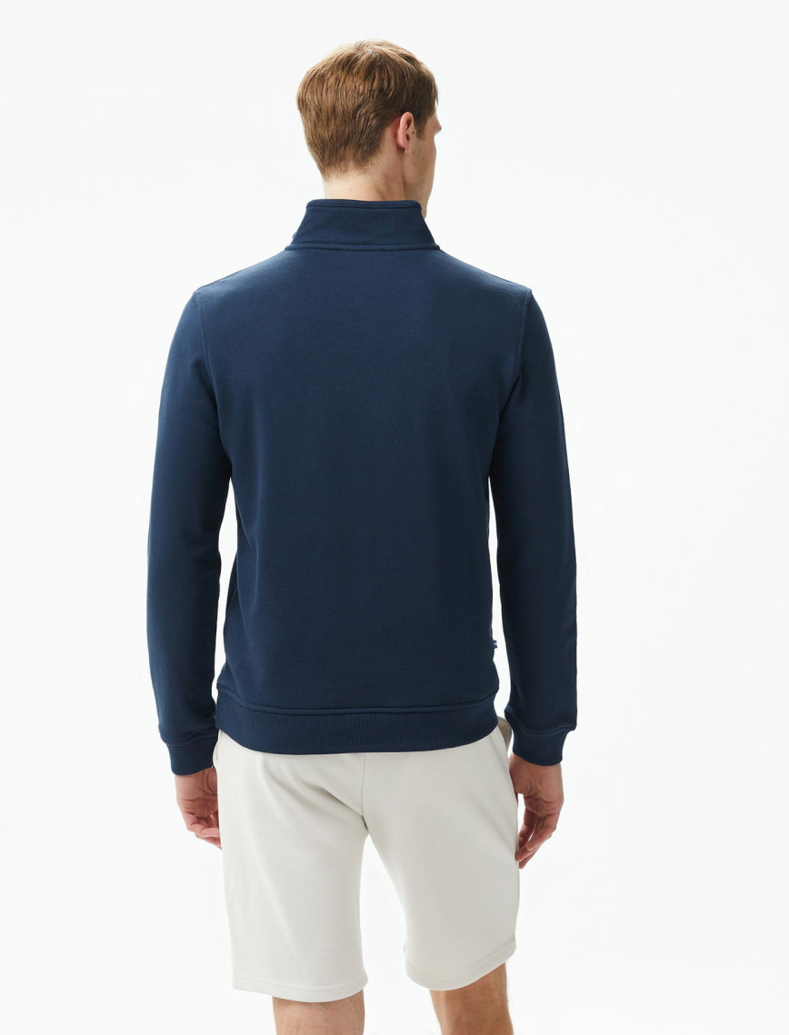 Ucla Leon Nakışlı Erkek Lacivert Half-Zip Sweatshirt