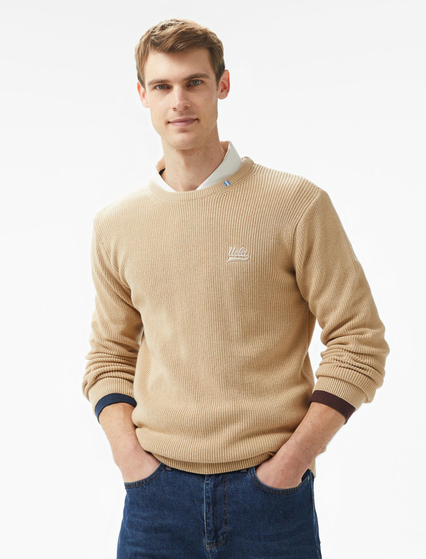 Ucla Emory Nakışlı Erkek Lacivert Bisiklet Yaka Triko Ucla Emory Nakışlı Erkek Lacivert Bisiklet Yaka Triko