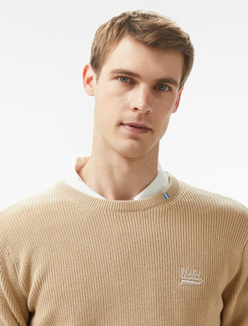 Ucla Emory Nakışlı Erkek Gri Bisiklet Yaka Triko Ucla Emory Nakışlı Erkek Gri Bisiklet Yaka Triko