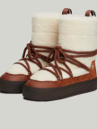 Tommy Hilfiger Lace-Up Faux Shearling Kadın Kahverengi Kar Botu