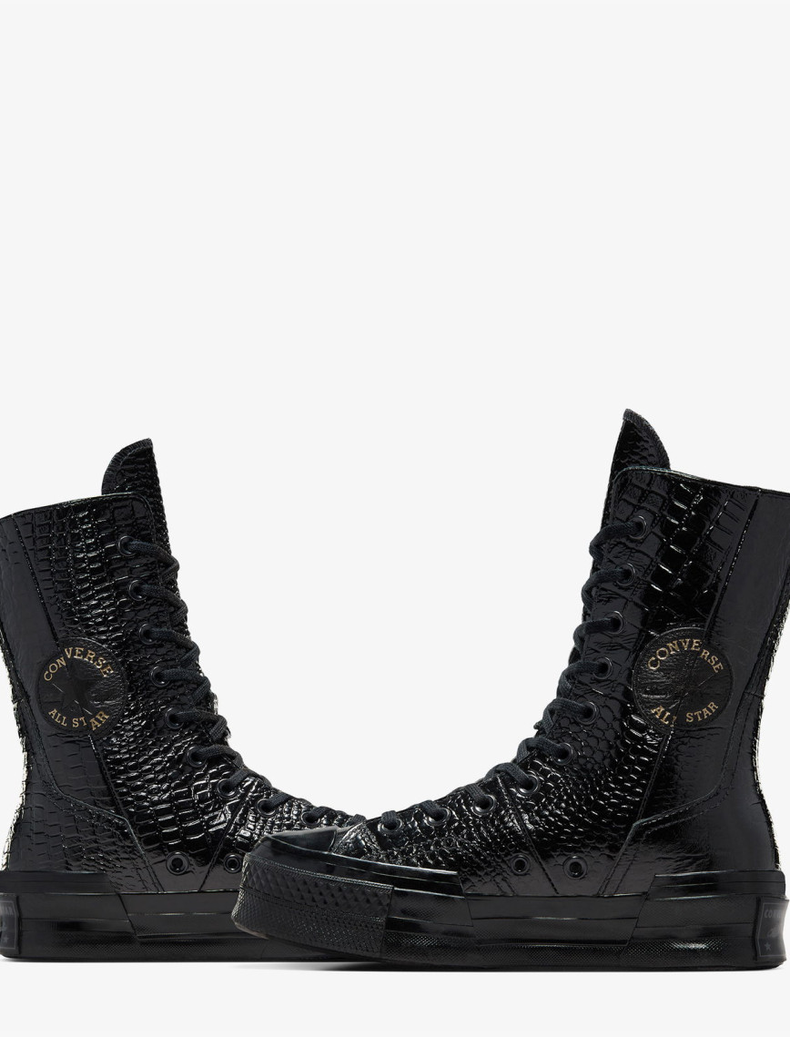 Converse Chuck 70 Plus XHi Unisex Siyah Deri Platform Sneaker Converse Chuck 70 Plus XHi Unisex Siyah Deri Platform Sneaker