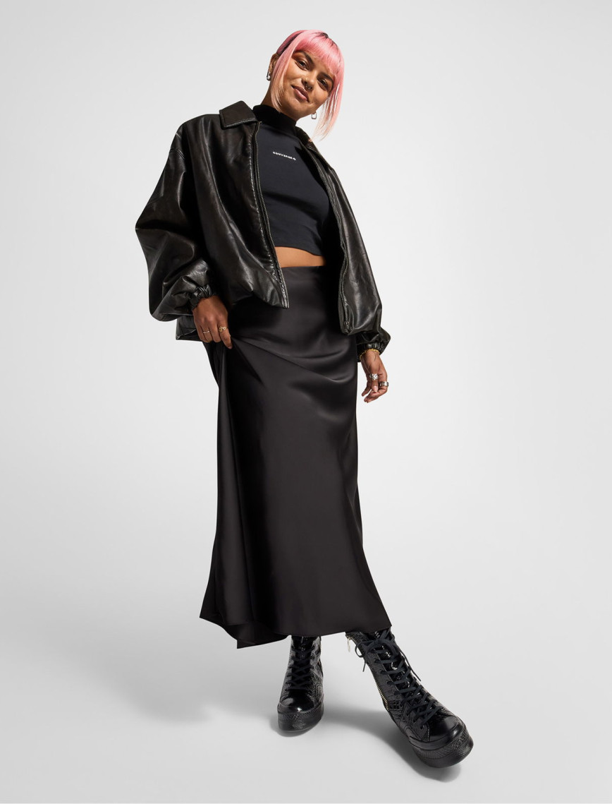 Converse Chuck 70 Plus XHi Unisex Siyah Deri Platform Sneaker Converse Chuck 70 Plus XHi Unisex Siyah Deri Platform Sneaker