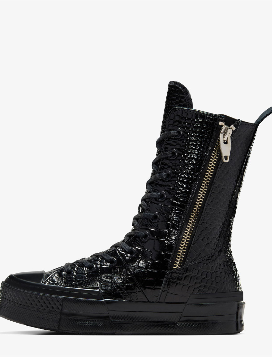 Converse Chuck 70 Plus XHi Unisex Siyah Deri Platform Sneaker Converse Chuck 70 Plus XHi Unisex Siyah Deri Platform Sneaker