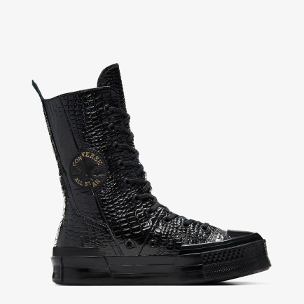 Converse Chuck 70 Plus XHi Unisex Siyah Deri Platform Sneaker Converse Chuck 70 Plus XHi Unisex Siyah Deri Platform Sneaker