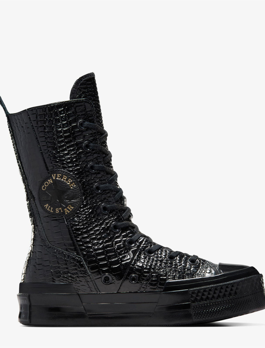 Converse Chuck 70 Plus XHi Unisex Siyah Deri Platform Sneaker Converse Chuck 70 Plus XHi Unisex Siyah Deri Platform Sneaker