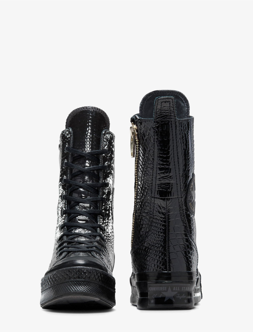 Converse Chuck 70 Plus XHi Unisex Siyah Deri Platform Sneaker Converse Chuck 70 Plus XHi Unisex Siyah Deri Platform Sneaker