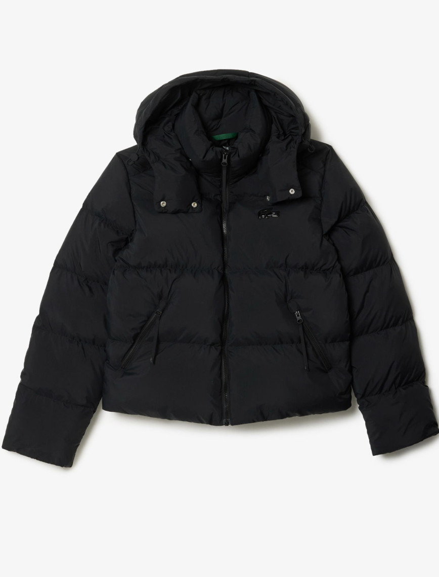 Lacoste Kadın Relaxed Fit Kapüşonlu Siyah Şişme Mont Lacoste Kadın Relaxed Fit Kapüşonlu Siyah Şişme Mont