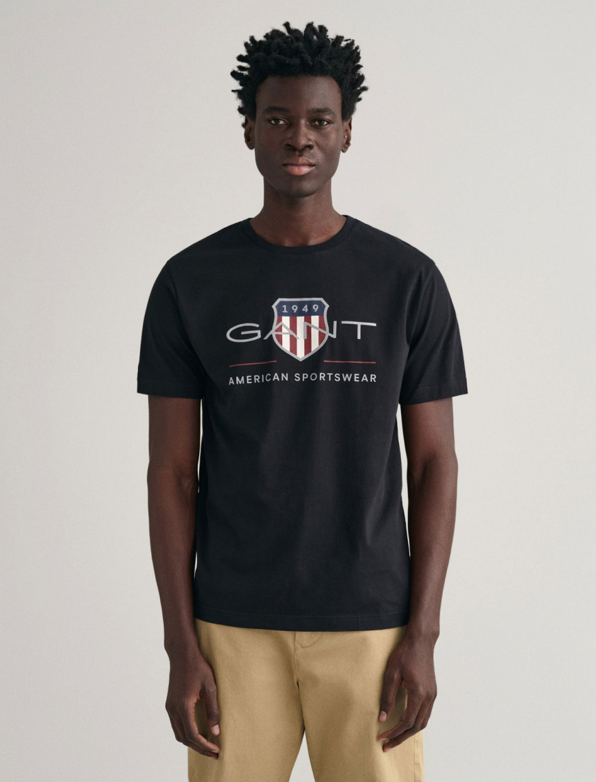 GANT Erkek Lacivert Regular Fit Bisiklet Yaka Logolu T-Shirt GANT Erkek Lacivert Regular Fit Bisiklet Yaka Logolu T-Shirt