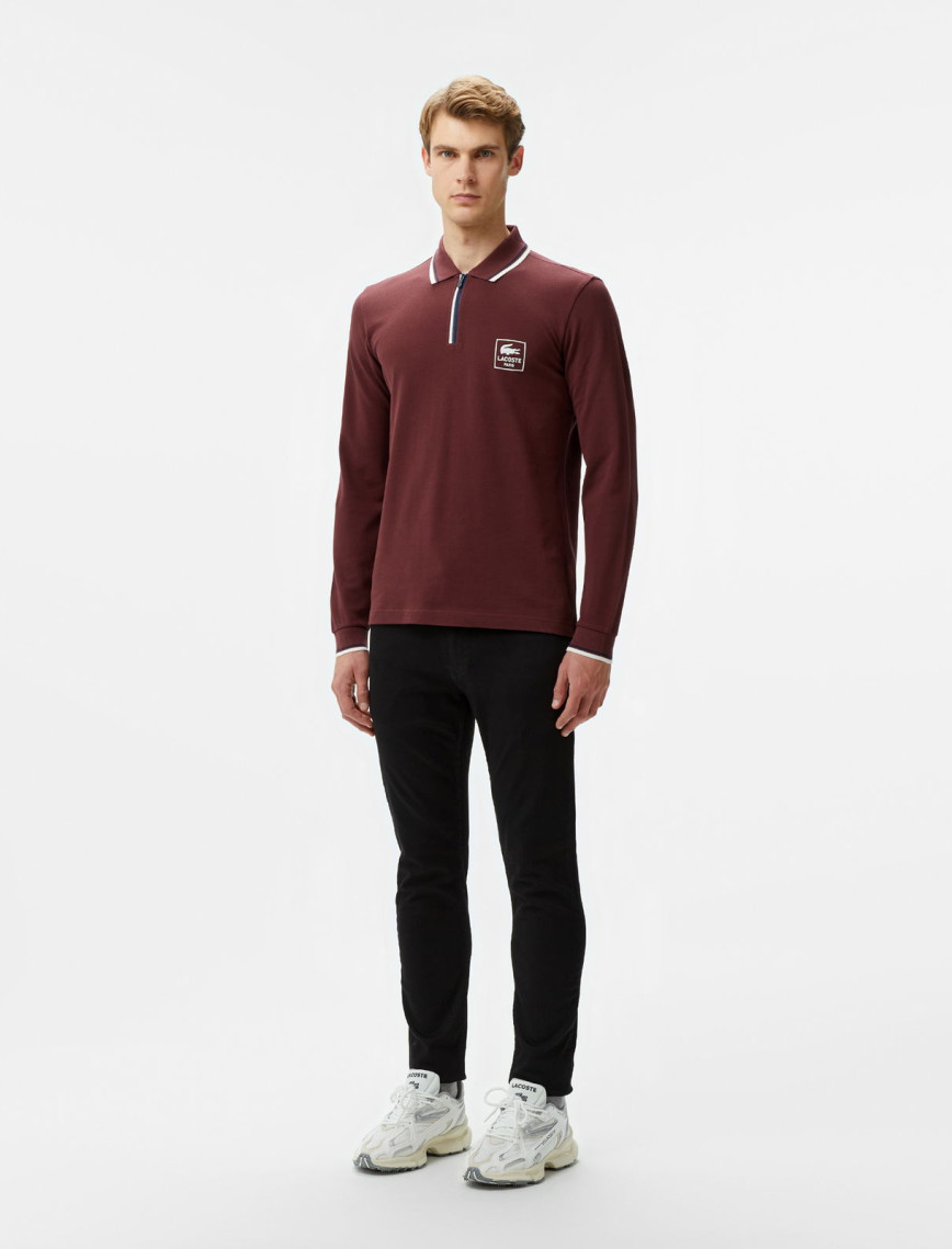 Lacoste Erkek Regular Fit Uzun Kollu Yarım Fermuarlı Bordo Polo Lacoste Erkek Regular Fit Uzun Kollu Yarım Fermuarlı Bordo Polo