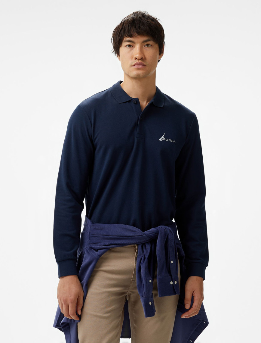 Nautica Erkek Beyaz Classic Fit Uzun Kollu Polo Nautica Erkek Beyaz Classic Fit Uzun Kollu Polo