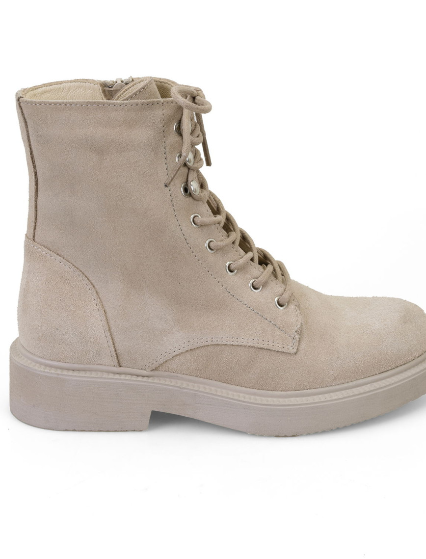 Kadın Bej Fermuarlı Süet Deri Bot Kadın Bej Fermuarlı Süet Deri Bot
