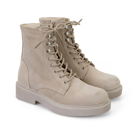 Kadın Bej Fermuarlı Süet Deri Bot Kadın Bej Fermuarlı Süet Deri Bot