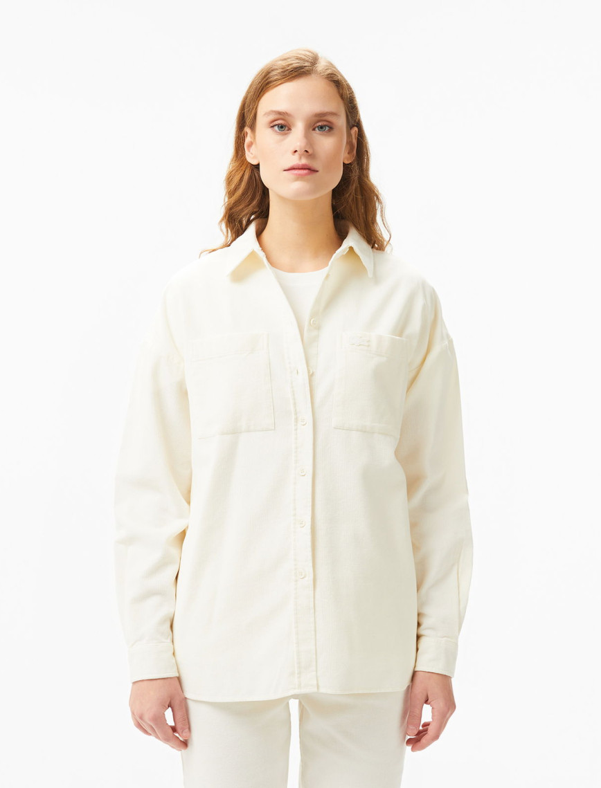 Lacoste Kadın Relaxed Fit Kahverengi Gömlek Lacoste Kadın Relaxed Fit Kahverengi Gömlek