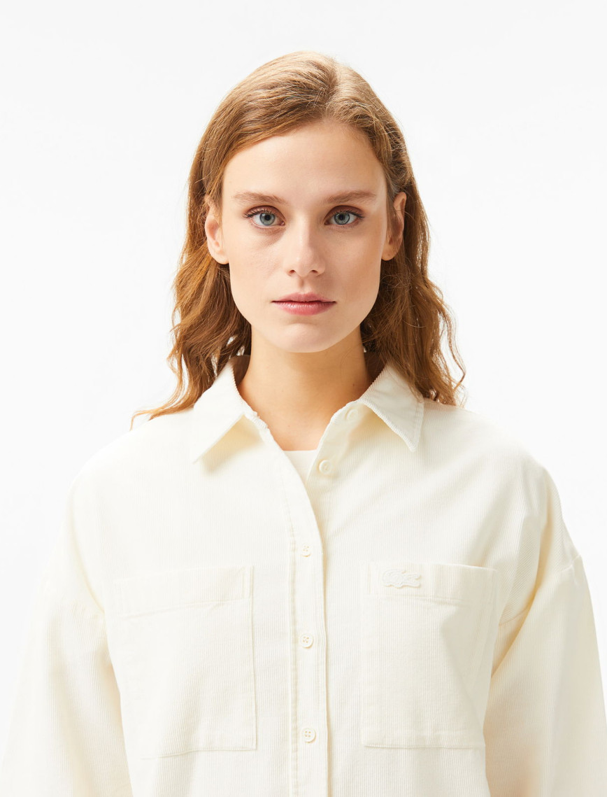 Lacoste Kadın Relaxed Fit Krem Gömlek Lacoste Kadın Relaxed Fit Krem Gömlek
