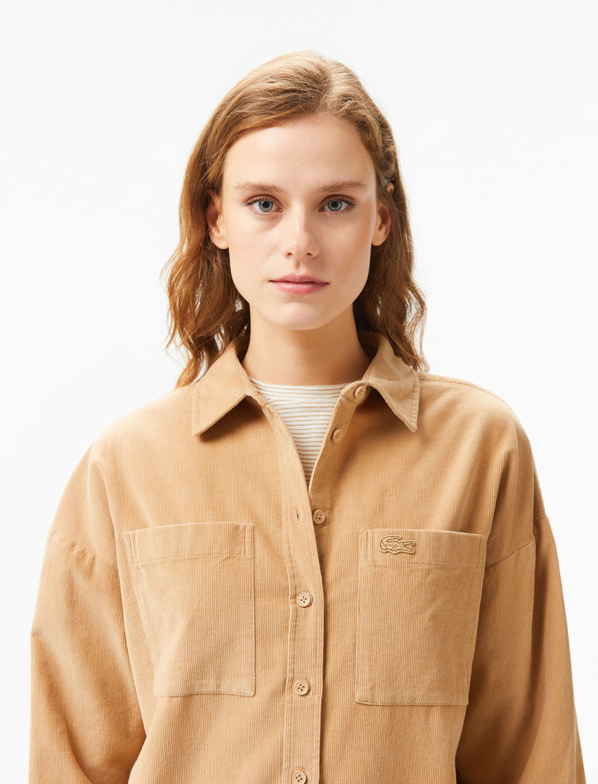 Lacoste Kadın Relaxed Fit Kahverengi Gömlek Lacoste Kadın Relaxed Fit Kahverengi Gömlek