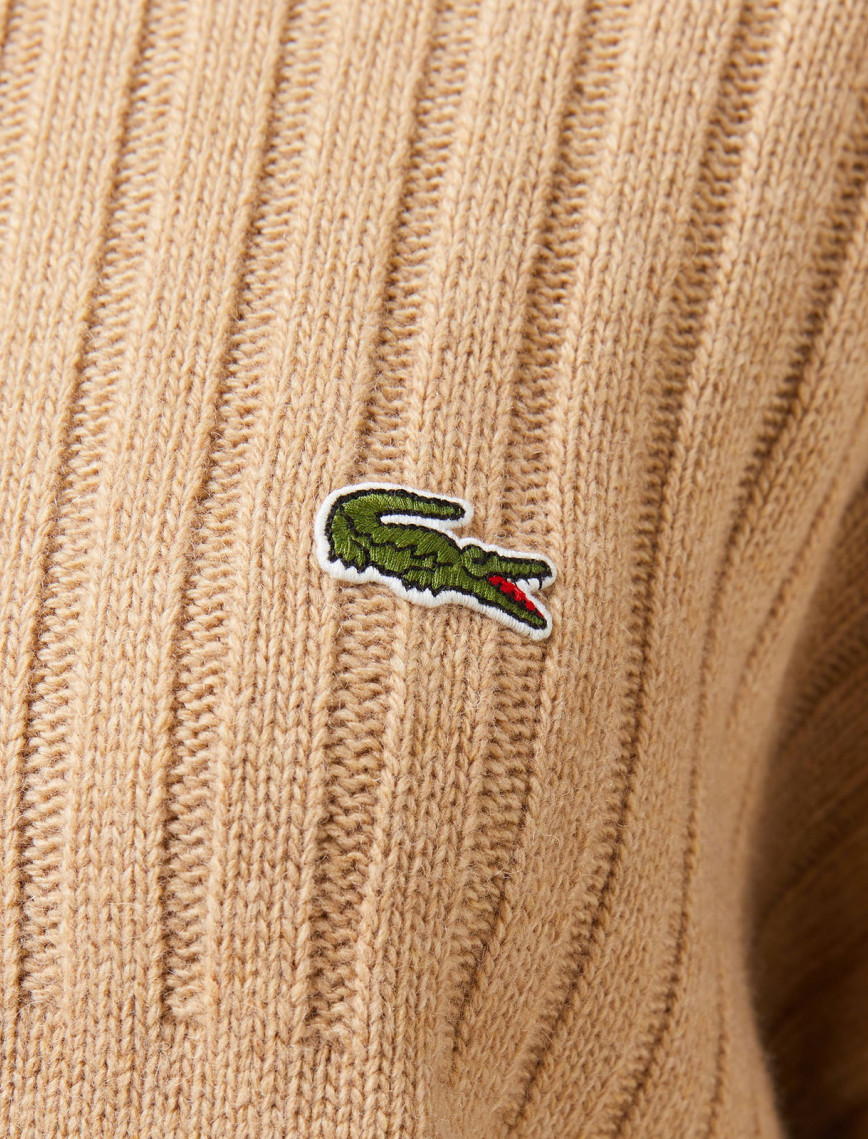 Lacoste Kadın Regular Fit Yarım Fermuarlı Renk Bloklu Bej Kazak Lacoste Kadın Regular Fit Yarım Fermuarlı Renk Bloklu Bej Kazak