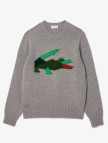 Lacoste Erkek Classic Fit Bisiklet Yaka Yün Gri Kazak