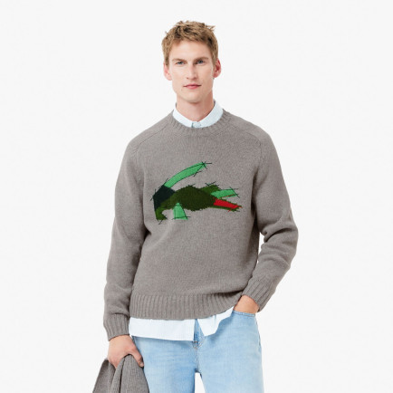 Lacoste Erkek Classic Fit Bisiklet Yaka Yün Gri Kazak Lacoste Erkek Classic Fit Bisiklet Yaka Yün Gri Kazak