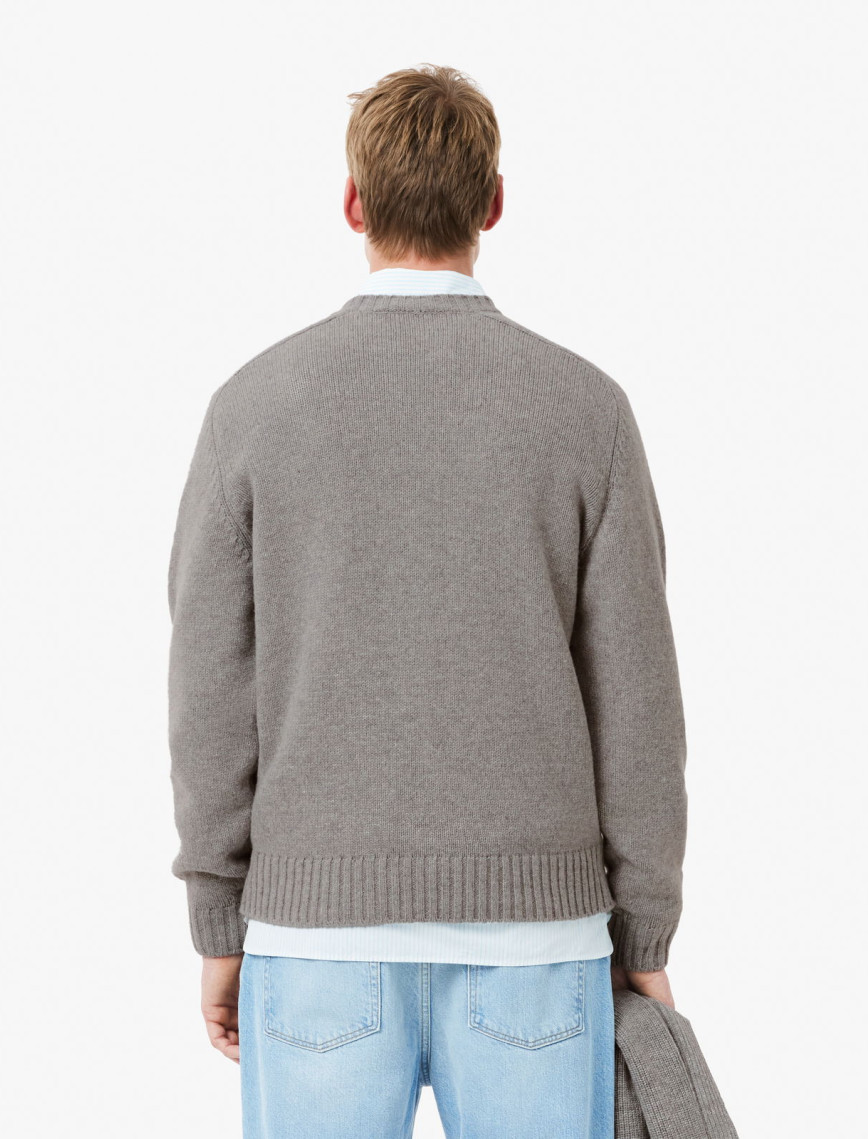 Lacoste Erkek Classic Fit Bisiklet Yaka Yün Gri Kazak