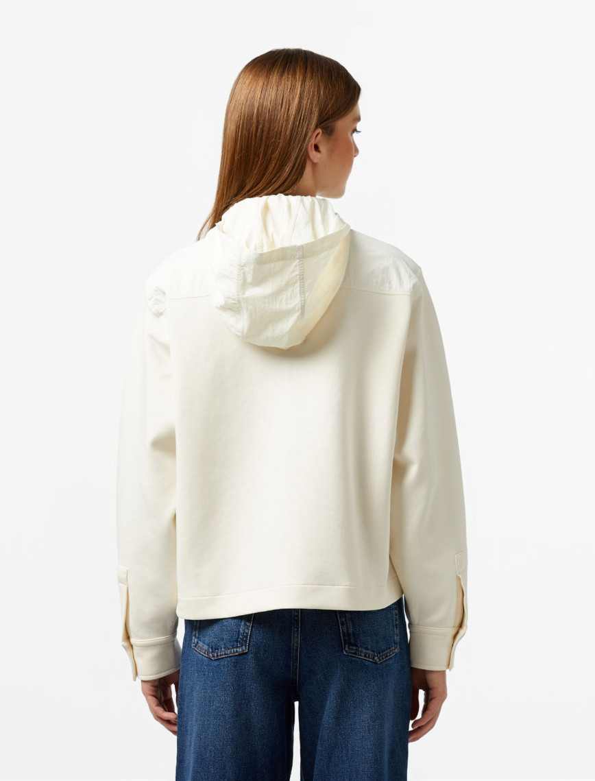 Lacoste Kadın Relaxed Fit Kapüşonlu Beyaz Ceket Lacoste Kadın Relaxed Fit Kapüşonlu Beyaz Ceket