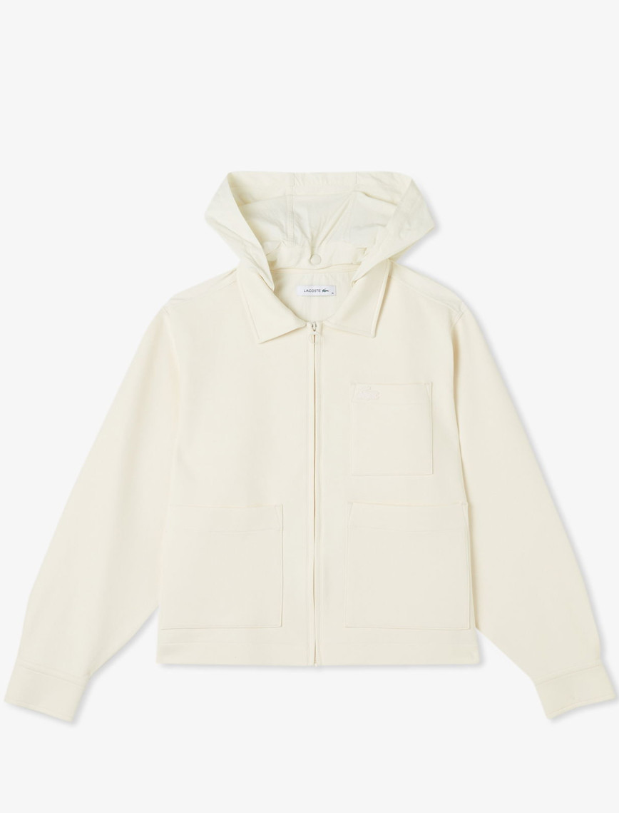 Lacoste Kadın Relaxed Fit Kapüşonlu Beyaz Ceket Lacoste Kadın Relaxed Fit Kapüşonlu Beyaz Ceket