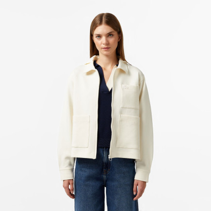 Lacoste Kadın Relaxed Fit Kapüşonlu Beyaz Ceket Lacoste Kadın Relaxed Fit Kapüşonlu Beyaz Ceket