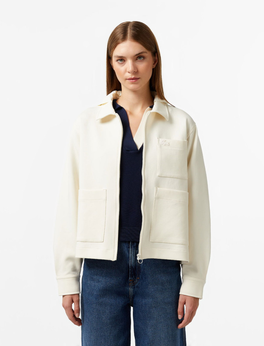 Lacoste Kadın Relaxed Fit Kapüşonlu Beyaz Ceket Lacoste Kadın Relaxed Fit Kapüşonlu Beyaz Ceket