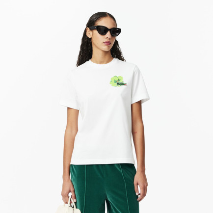 Lacoste Kadın Regular Fit Bisiklet Yaka Beyaz T-Shirt Lacoste Kadın Regular Fit Bisiklet Yaka Beyaz T-Shirt