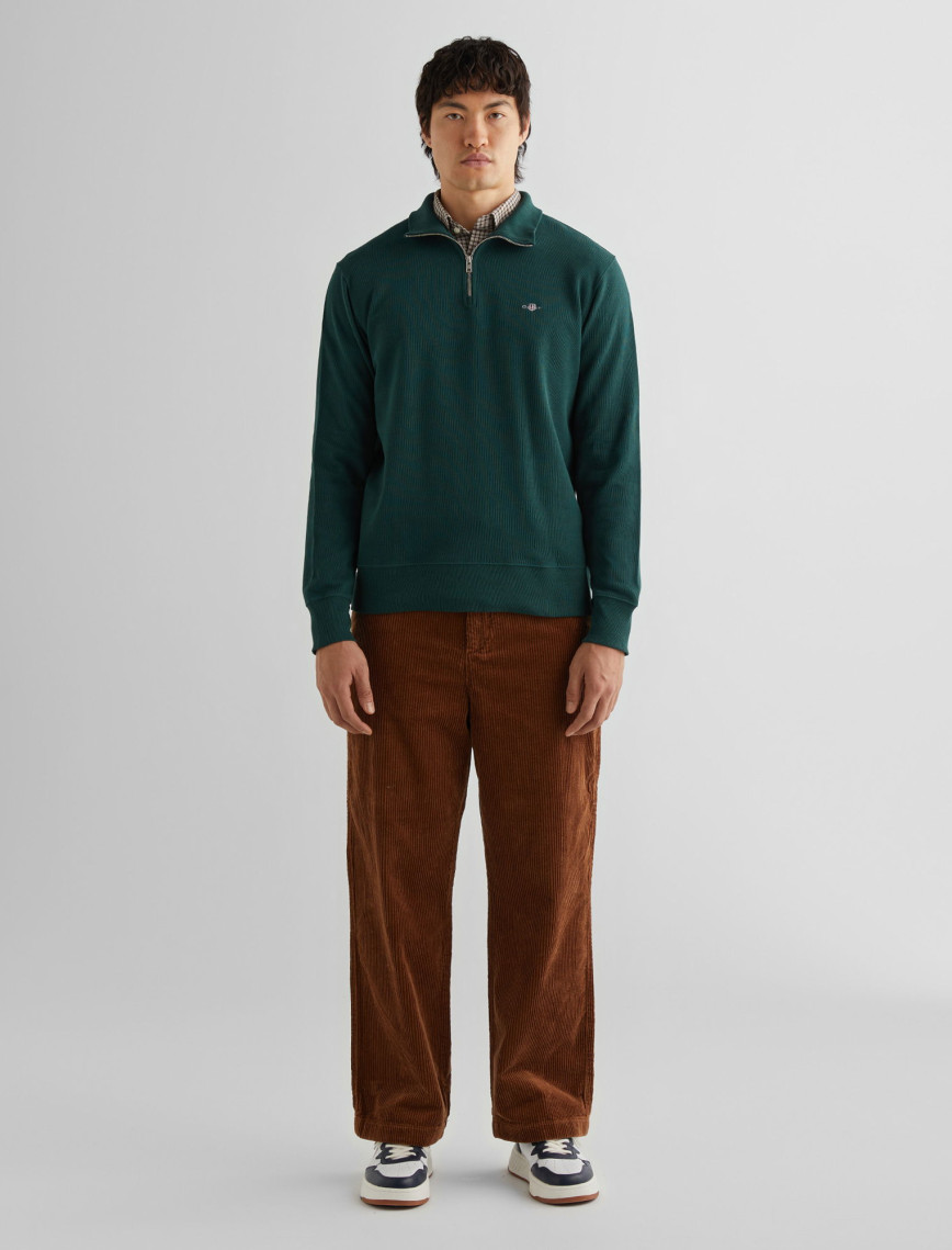 GANT Erkek Yeşil Regular Fit Yarım Fermuarlı Sweatshirt GANT Erkek Yeşil Regular Fit Yarım Fermuarlı Sweatshirt