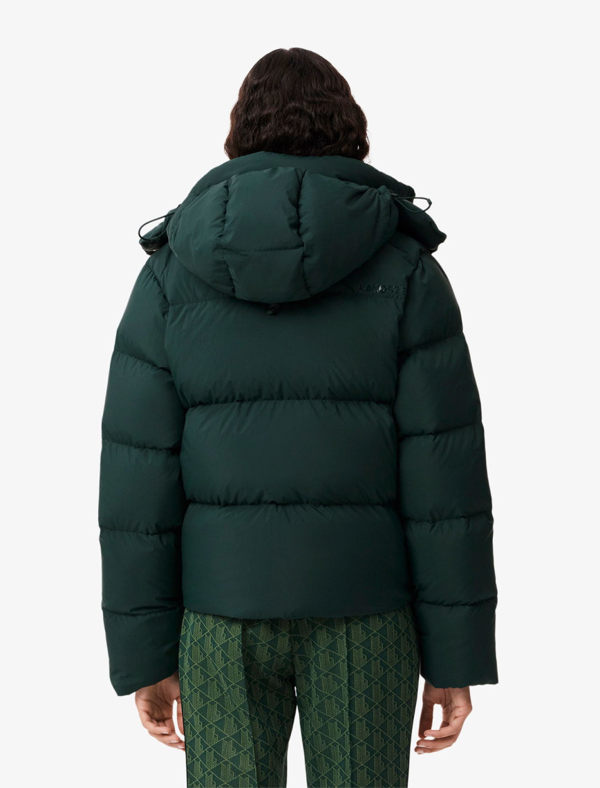 Lacoste Kadın Relaxed Fit Kapüşonlu Koyu Yeşil Şişme Mont Lacoste Kadın Relaxed Fit Kapüşonlu Koyu Yeşil Şişme Mont