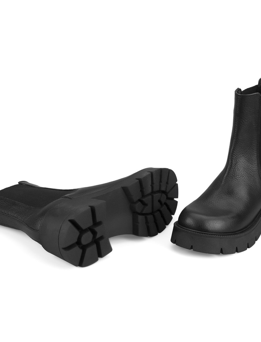 Kadın Siyah Topuklu Deri Bot Kadın Siyah Topuklu Deri Bot