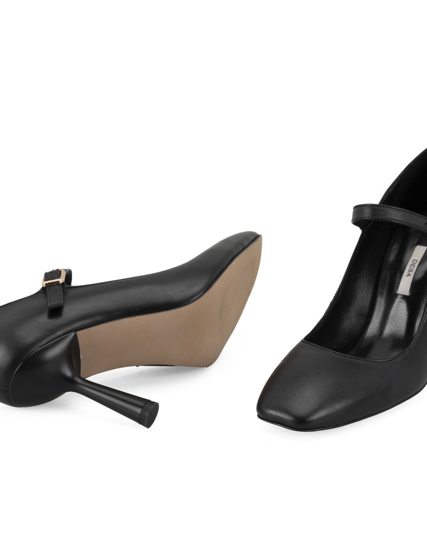 Kadın Siyah Klasik Topuklu Deri Ayakkabı Kadın Siyah Klasik Topuklu Deri Ayakkabı