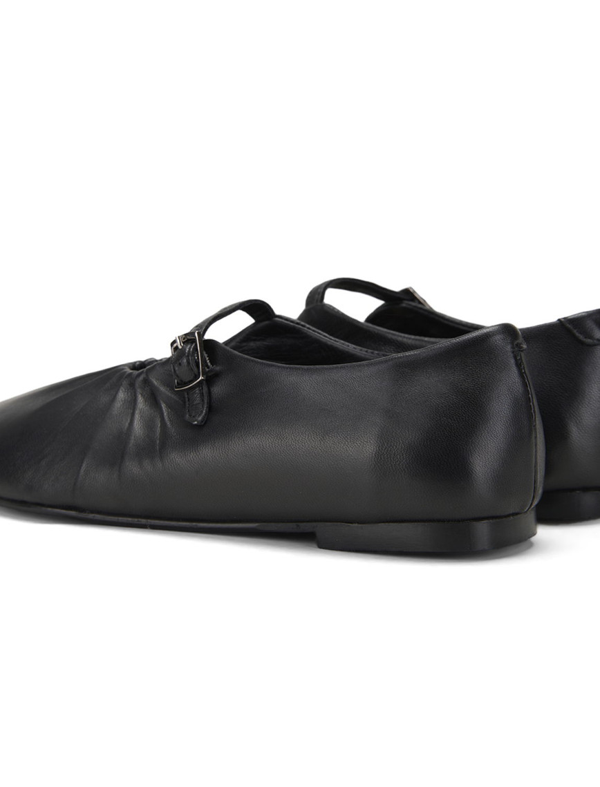 Kadın Siyah Mary Jane Deri Babet