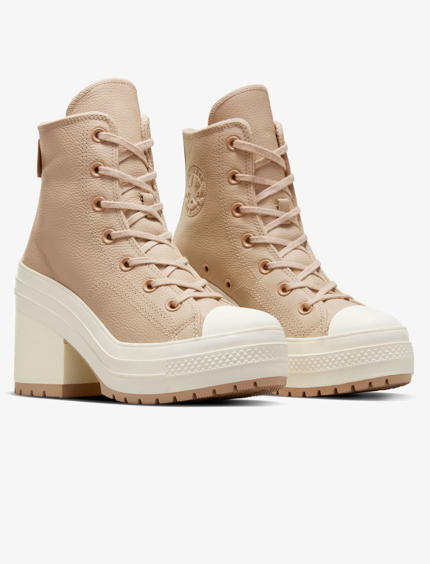 Converse Chuck 70 De Luxe Heel Unisex Krem Deri Platform Sneaker Converse Chuck 70 De Luxe Heel Unisex Krem Deri Platform Sneaker