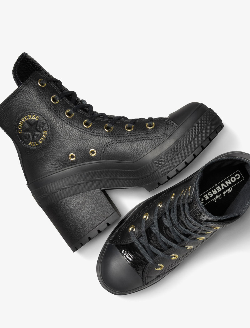 Converse Chuck 70 De Luxe Heel Unisex Siyah Deri Platform Sneaker Converse Chuck 70 De Luxe Heel Unisex Siyah Deri Platform Sneaker