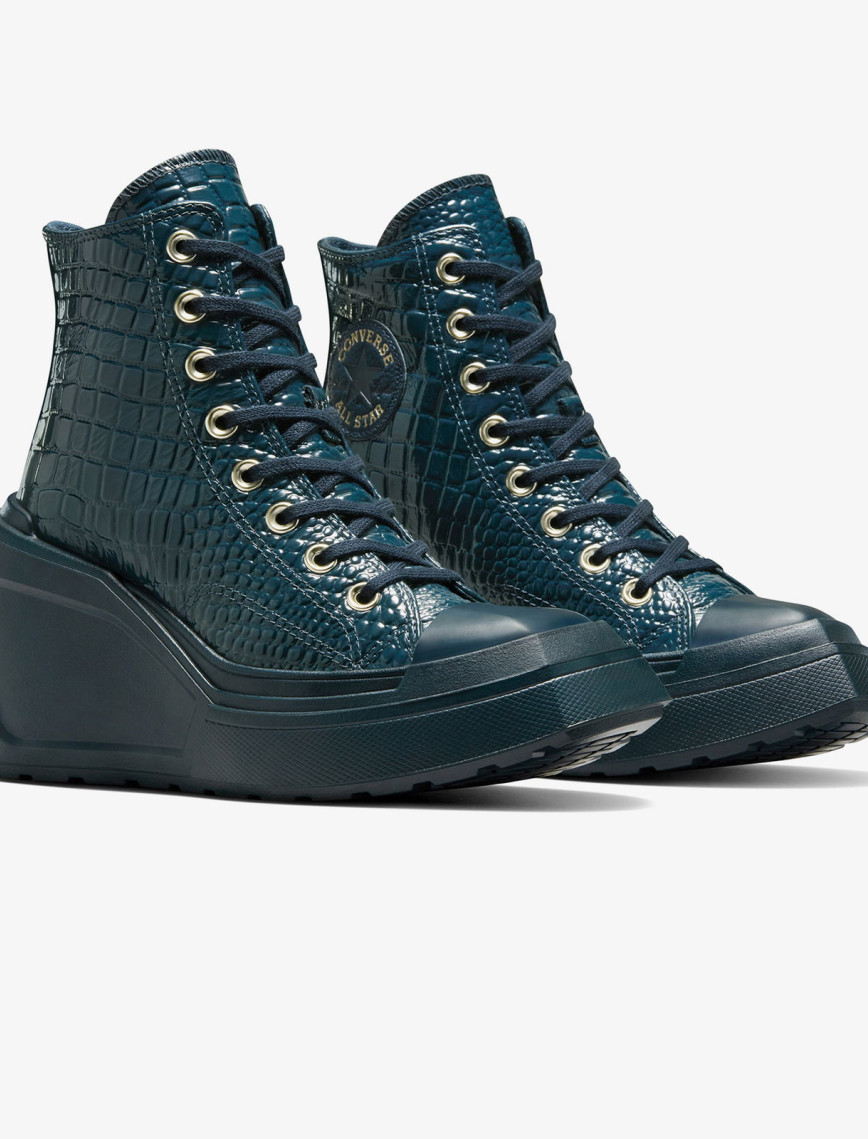 Converse Chuck 70 De Luxe Wedge Kadın Lacivert Deri Platform Sneaker Converse Chuck 70 De Luxe Wedge Kadın Lacivert Deri Platform Sneaker