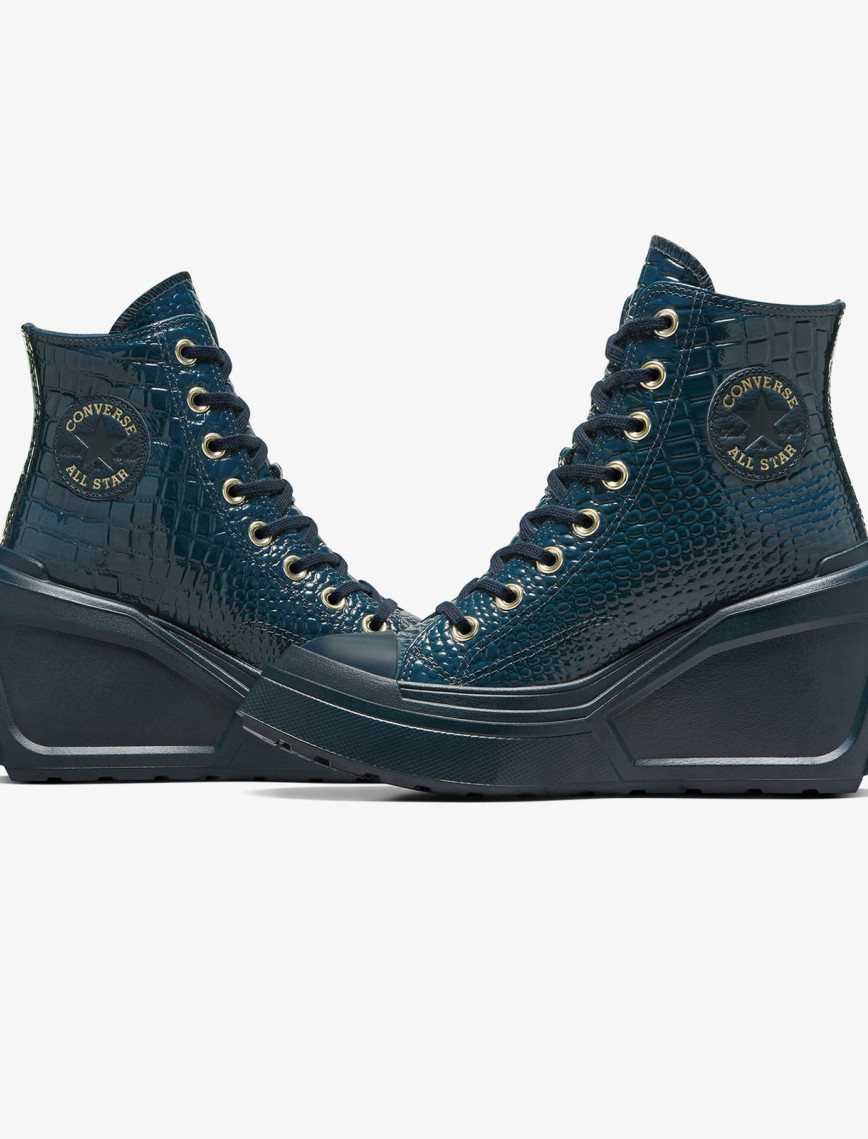 Converse Chuck 70 De Luxe Wedge Kadın Lacivert Deri Platform Sneaker Converse Chuck 70 De Luxe Wedge Kadın Lacivert Deri Platform Sneaker