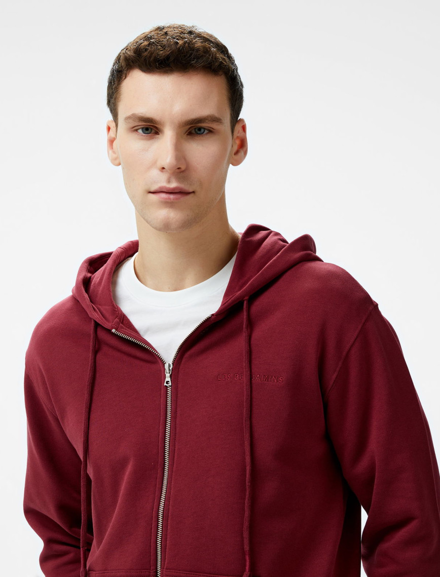 Les Benjamins Zip 301 Erkek Bordo Hoodie Les Benjamins Zip 301 Erkek Bordo Hoodie