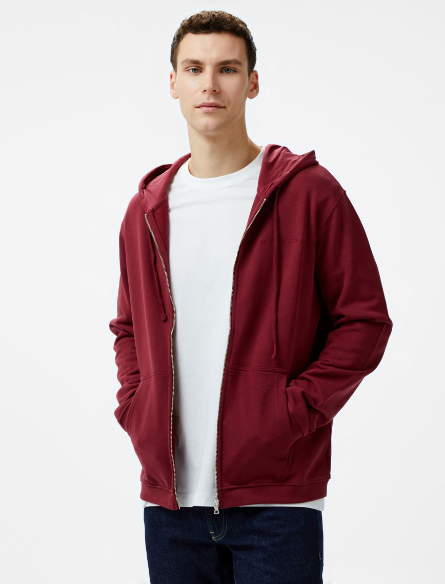 Les Benjamins Zip 301 Erkek Bordo Hoodie Les Benjamins Zip 301 Erkek Bordo Hoodie