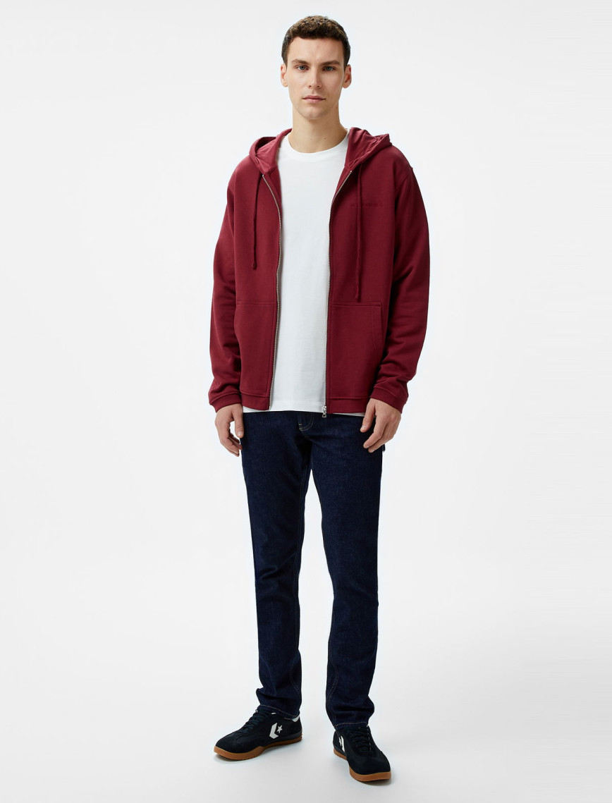 Les Benjamins Zip 301 Erkek Bordo Hoodie Les Benjamins Zip 301 Erkek Bordo Hoodie