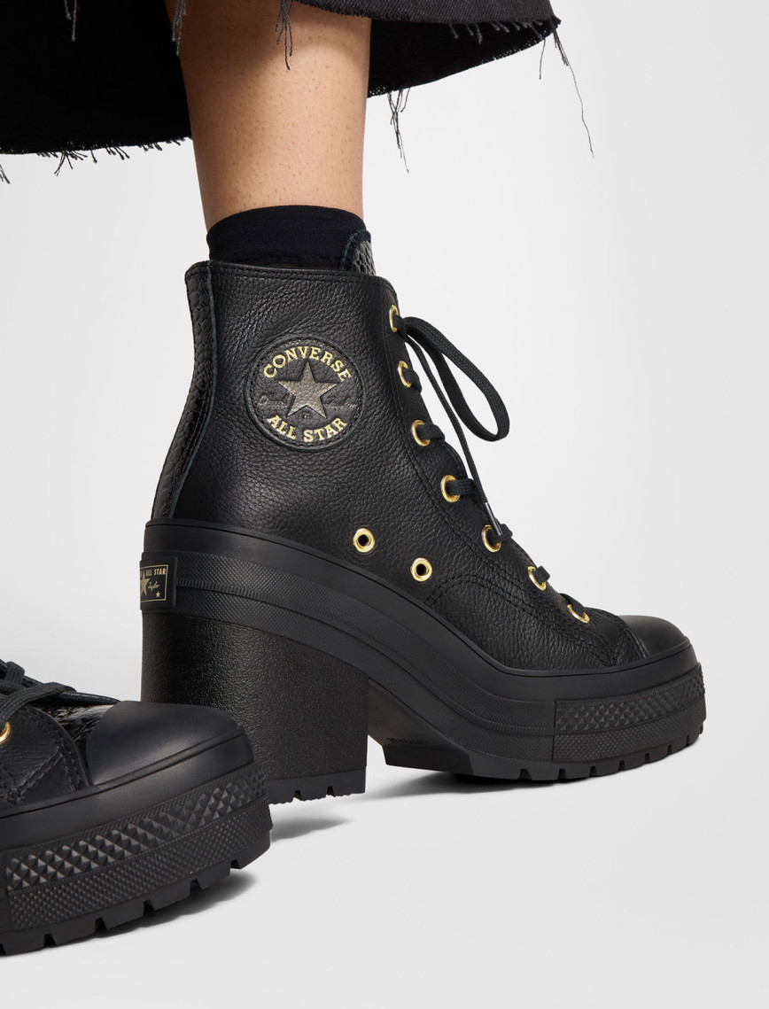 Converse Chuck 70 De Luxe Heel Unisex Siyah Deri Platform Sneaker Converse Chuck 70 De Luxe Heel Unisex Siyah Deri Platform Sneaker