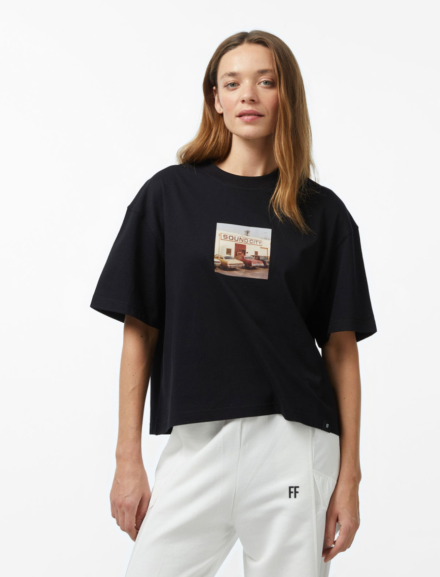 Forfun Sound City - Oversize Kadın Siyah T-Shirt