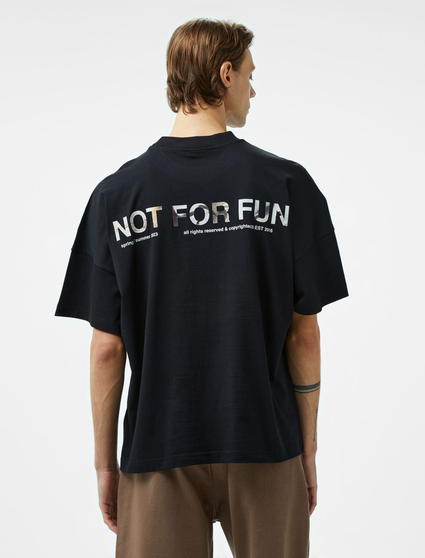 Forfun Not For Fun 003 Oversize Drop Shoulder Erkek Siyah T-Shirt Forfun Not For Fun 003 Oversize Drop Shoulder Erkek Siyah T-Shirt