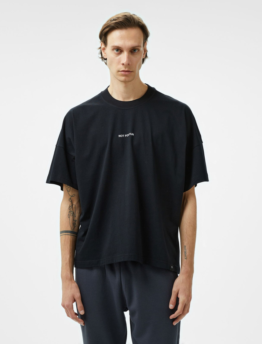 Forfun Not For Fun 001 Oversize Drop Shoulder Erkek Siyah T-Shirt Forfun Not For Fun 001 Oversize Drop Shoulder Erkek Siyah T-Shirt