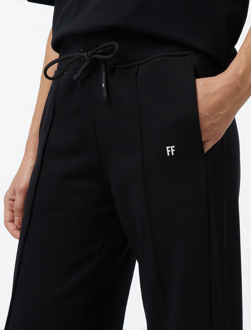 Forfun Ff High Waisted Wide Leg Kadın Siyah Eşofman Altı Forfun Ff High Waisted Wide Leg Kadın Siyah Eşofman Altı