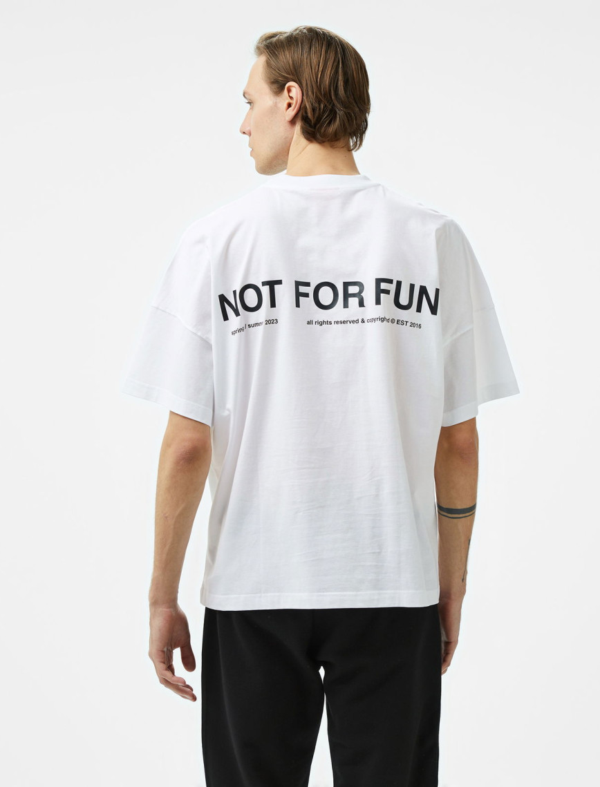 Forfun Not For Fun 004 Oversize Drop Shoulder Erkek Beyaz T-Shirt Forfun Not For Fun 004 Oversize Drop Shoulder Erkek Beyaz T-Shirt